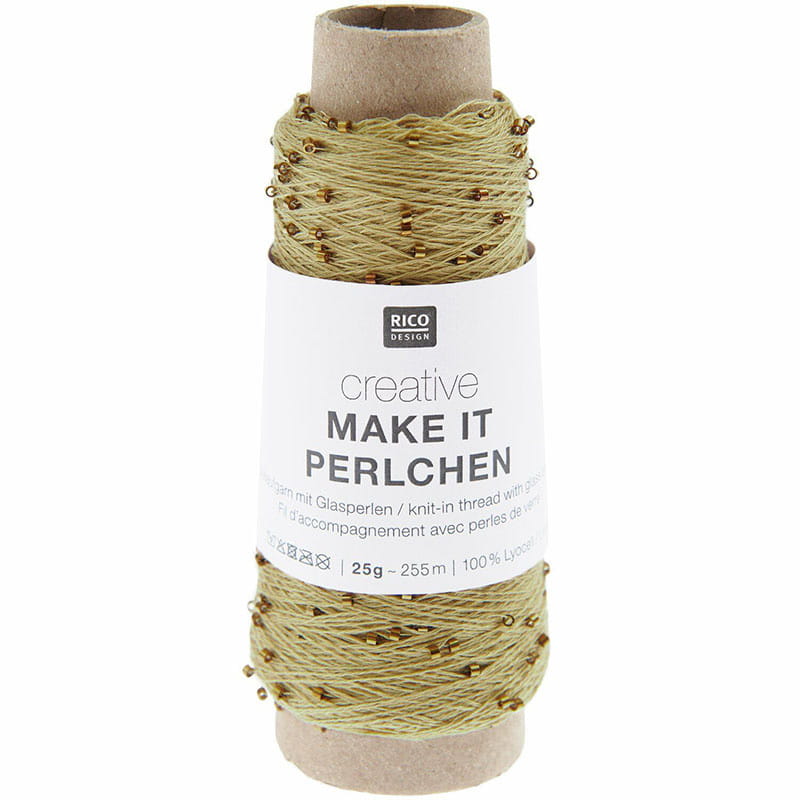 Włóczka / nić z koralikami Rico Design Creative Make It Perlchen 005 / bursztyn