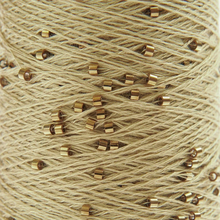 Włóczka / nić z koralikami Rico Design Creative Make It Perlchen 005 / bursztyn