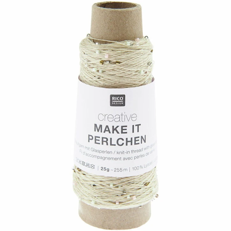 Włóczka / nić z koralikami Rico Design Creative Make It Perlchen 007 / piasek