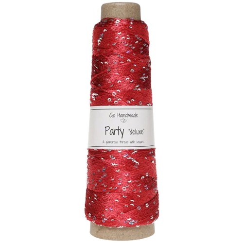 Włóczka / nić  z cekinami Go Handmade Party "deluxe" 18150 / czerwień