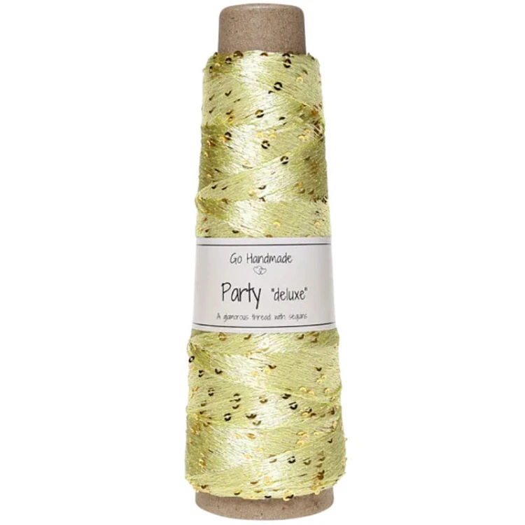 Włóczka / nić  z cekinami Go Handmade Party "deluxe" 18169 / jasny żółty