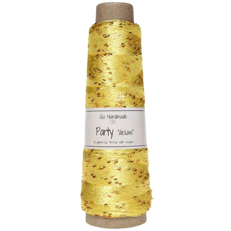 Włóczka / nić  z cekinami Go Handmade Party "deluxe" 18177 / żółty