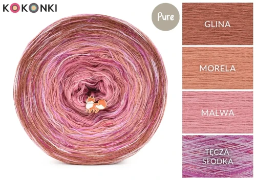 KOKONEK_Pure Rare PR007 - Glina/morela/malwa + tęcza słodka (3n + 1) / 1200 m / 320g - GOTOWY