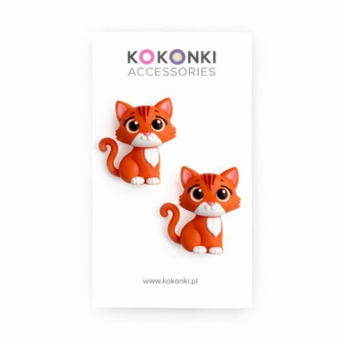 Stopery do drutów Kokonki Accessories / kotek rudy / 2 szt