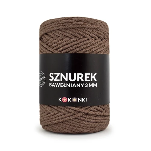 PREMIUM sznurek bawełniany by KOKONKI 3mm / rolka 100m / 314 orzech