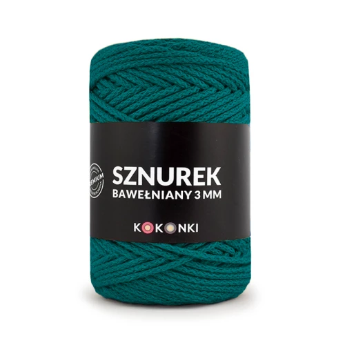 PREMIUM sznurek bawełniany by KOKONKI 3mm / rolka 100m / 368 morski