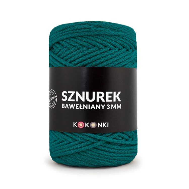 PREMIUM sznurek bawełniany by KOKONKI 3mm / rolka 100m / 368 morski