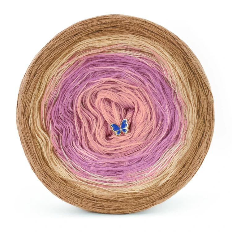KOKONEK_Merino 839 - Ciemny beż/ciepły beż/zgaszony róż/morela / 3 nitki / 1200 m / 255 g - GOTOWY