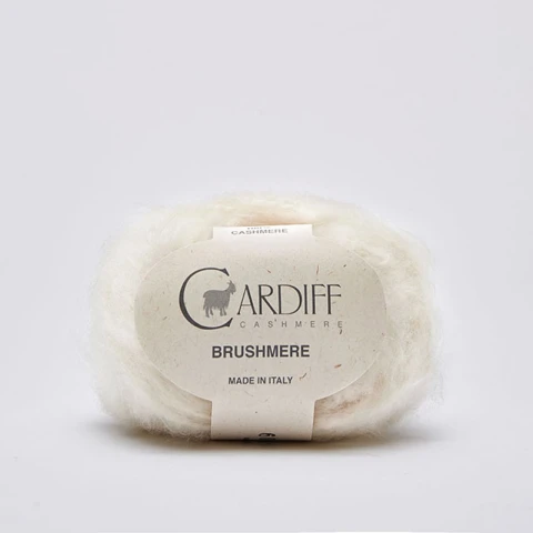 Włóczka Cardiff Brushmere 101 / white / złamana biel
