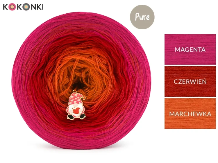 KOKONEK Pure P234 Kroopa Sunrise - Magenta/czerwień/marchewka