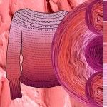 Zestaw na sweter/kardigan Nathalie od Kotek i motek 05 / Kokonki Nature / Jeżyna/koral/ciemna morela/róż/wrzos + wzór PDF