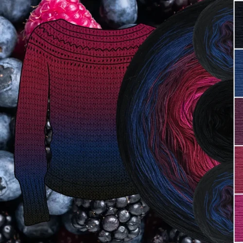 Zestaw na sweter/kardigan Nathalie od Kotek i motek 06 / Kokonki Nature / Czerń/granat/wino/bordo/jeżyna + wzór PDF