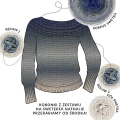 Zestaw na sweter/kardigan Nathalie od Kotek i motek 01 / Kokonki Nature / Popielaty/szaroniebieski/szary/ciemny szary/atrament + wzór PDF