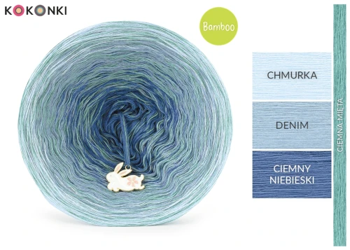 KOKONEK Bamboo Rare BB145 Chmurka/denim/ciemny niebieski + ciemna mięta / 3n+1 / 1200 m / 240 g