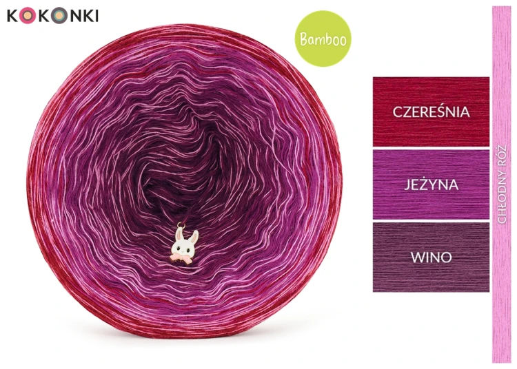 KOKONEK Bamboo Rare BB157 Czereśnia/jeżyna/wino + chłodny róż / 3n+1 / 1200 m / 240 g - GOTOWY