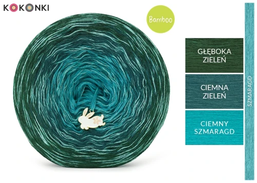 KOKONEK Bamboo Rare BB146 Głęboka zieleń/ciemna zieleń/ciemny szmaragd + szmaragd / 3n+1 / 1200 m / 240 g - GOTOWY