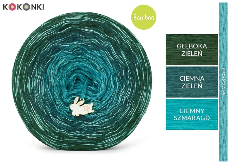KOKONEK Bamboo Rare BB146 Głęboka zieleń/ciemna zieleń/ciemny szmaragd + szmaragd / 3n+1 / 1200 m / 240 g - GOTOWY