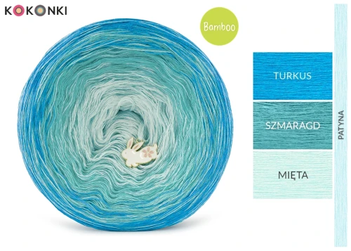 KOKONEK Bamboo Rare BB149 Turkus/szmaragd/mięta + patyna / 3n+1 / 1200 m / 240 g - GOTOWY