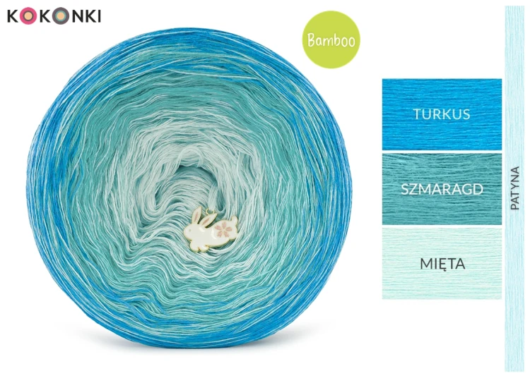 KOKONEK Bamboo Rare BB149 Turkus/szmaragd/mięta + patyna / 3n+1 / 1200 m / 240 g - GOTOWY