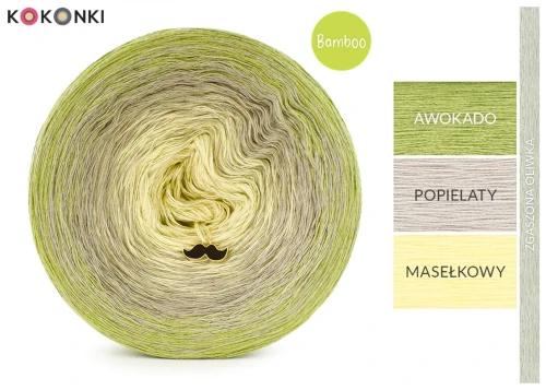 KOKONEK Bamboo Rare BB155 Awokado/popielaty/masełkowy + zgaszona oliwka / 3n+1 / 1200 m / 240 g - GOTOWY