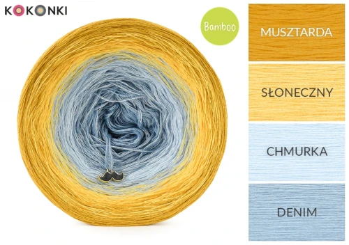 KOKONEK Bamboo BB138 Musztarda/słoneczny/chmurka/denim / 4 nitki / 1200 m / 240 g - GOTOWY