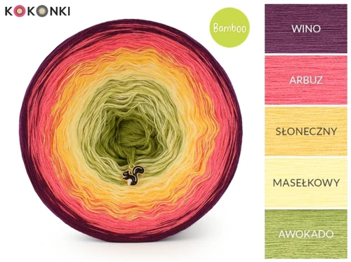 KOKONEK Bamboo BB137 Wino/arbuz/słoneczny/masełko/awokado / 4 nitki / 1200 m / 240 g - GOTOWY