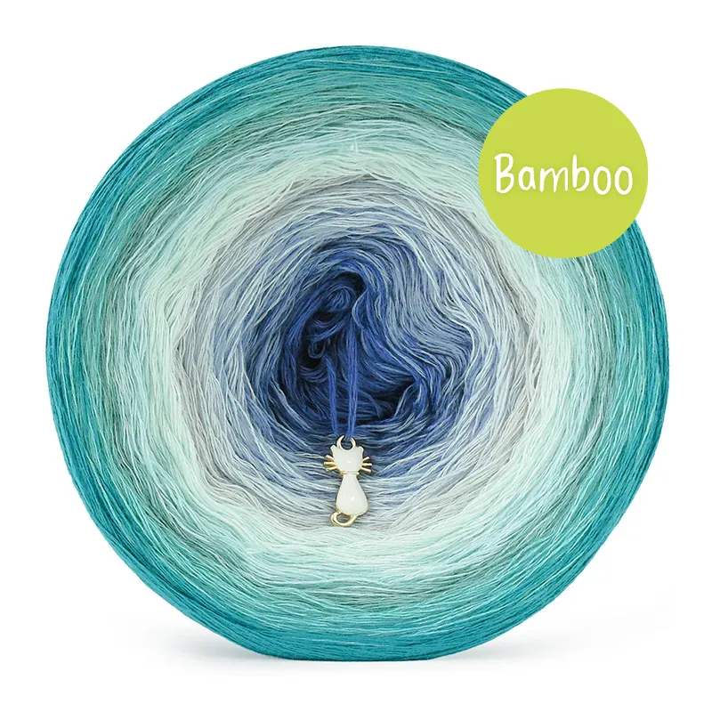 KOKONEK Bamboo 9K BB140 Ciemny szmaragd/szmaragd/ciemna mięta/patyna/mięta/jasny szary/chmurka/denim/ciemny niebieski / 4 nitki / 1400 m / 280 g