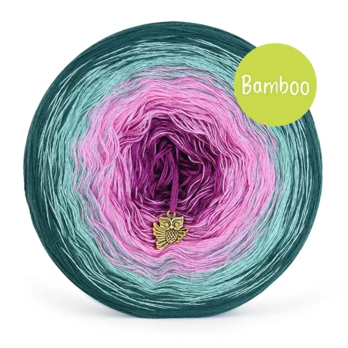 KOKONEK Bamboo BB93 - Ciemna zieleń/ciemna mięta/chłodny róż/jeżyna / 4 nitki / 1200 m / 240 g - GOTOWY