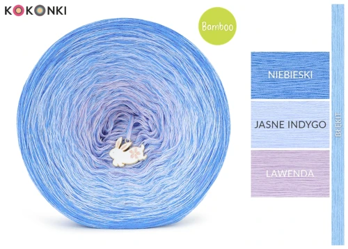 KOKONEK Bamboo Rare BB150 Niebieski/jasne indygo/lawenda + błękit / 3n+1 / 1200 m / 240 g