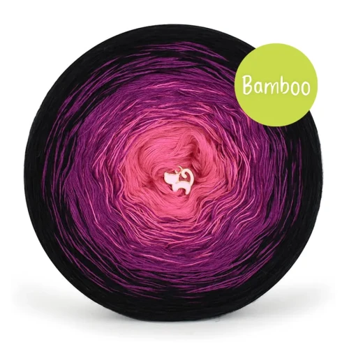 KOKONEK Bamboo BB94 - Czerń/jeżyna/fuksja / 4 nitki / 1200 m / 240 g - GOTOWY