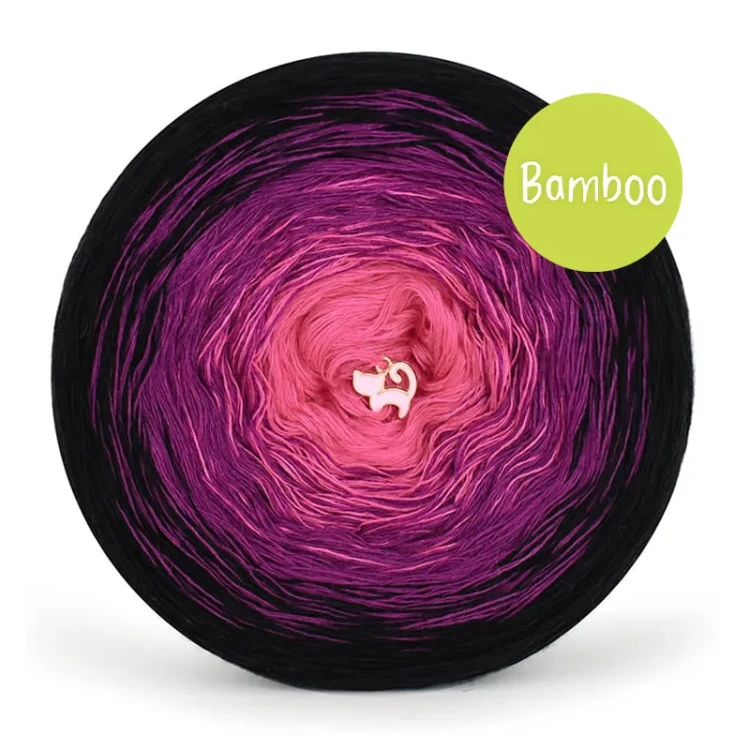 KOKONEK Bamboo BB94 - Czerń/jeżyna/fuksja / 4 nitki / 1200 m / 240 g - GOTOWY