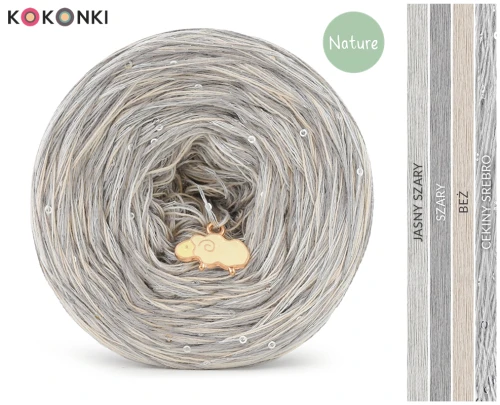 KOKONEK Nature Melanż GLOW NG15 - Jasny szary/szary/beż + cekiny srebro