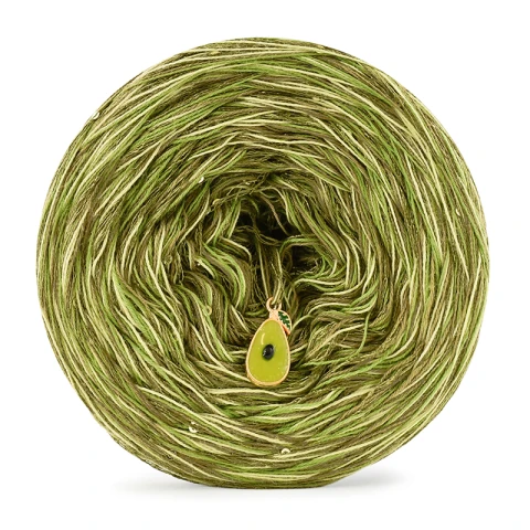 KOKONEK_Nature Melanż GLOW NG21 - Ciemna oliwka/pesto/wasabi + cekiny oliwka / 400 m / 125 g / 3+1 nitki - GOTOWY