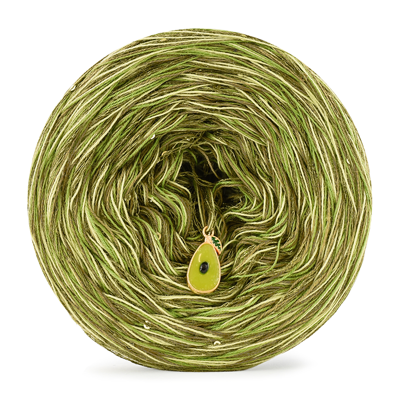 KOKONEK_Nature Melanż GLOW NG21 - Ciemna oliwka/pesto/wasabi + cekiny oliwka / 400 m / 3+1 nitki - GOTOWY
