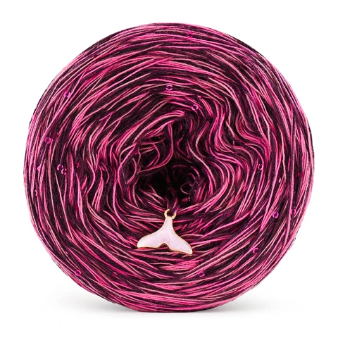 KOKONEK_Nature Melanż GLOW NG23 - Wino/zgaszony róż/fuksja + cekiny wino / 400 m / 125 g / 3+1 nitki - GOTOWY