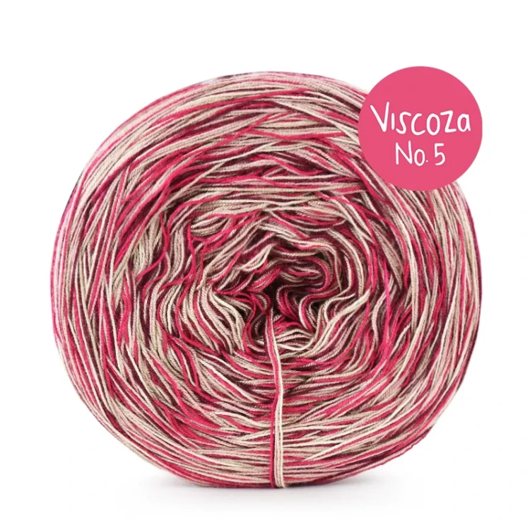 Włóczka KOKONKI Visco no. 5 Melange 02 Sharkotea - Buraczki/ciepły beż/magenta/zimny beż/brudny róż / 5 nitek / 400 m / 125 g - GOTOWY