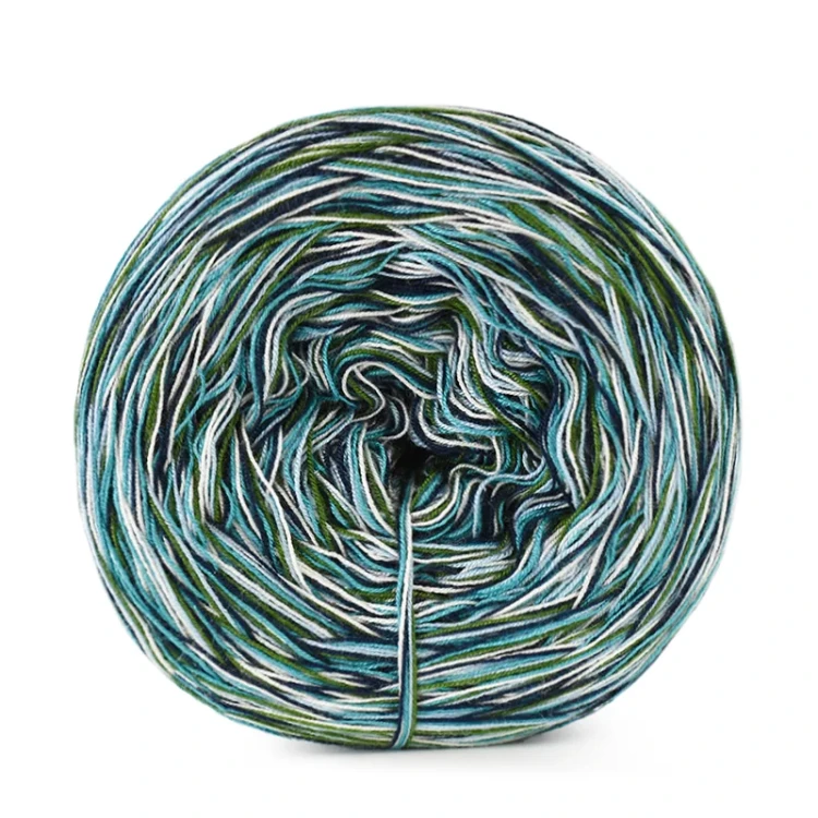Włóczka KOKONKI Visco no. 5 Melange 03 Sharkotea - Szmaragd/mech/baby blue/migdał/głęboki granat / 5 nitek / 400 m / 125 g - GOTOWY
