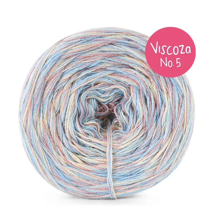 Włóczka KOKONKI Visco no. 5 Melange 07 - Baby blue x 2/ciepły beż x 2/brudny róż x 1 / 5 nitek / 400 m / 125 g - GOTOWY