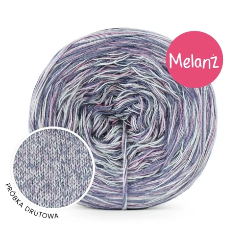 Włóczka KOKONKI Visco no. 5 Melange 08 - próbka drutowa