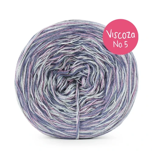 Włóczka KOKONKI Visco no. 5 Melange 08 - Denim x 2/laurowy x 2/blady fiolet / 5 nitek / 400 m / 125 g - GOTOWY