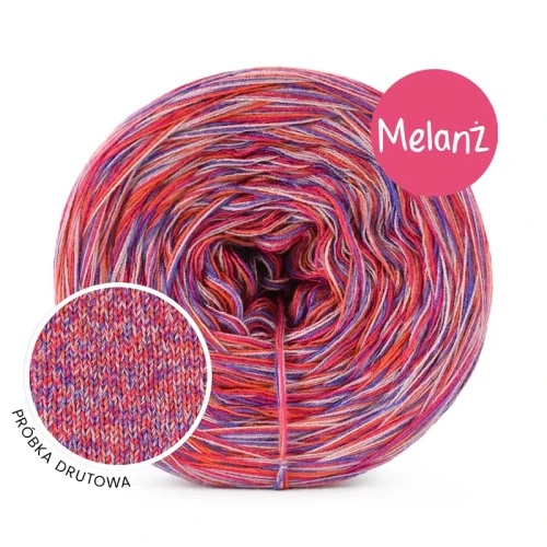 Włóczka KOKONKI Visco no. 5 Melange 10 - próbka drutowa