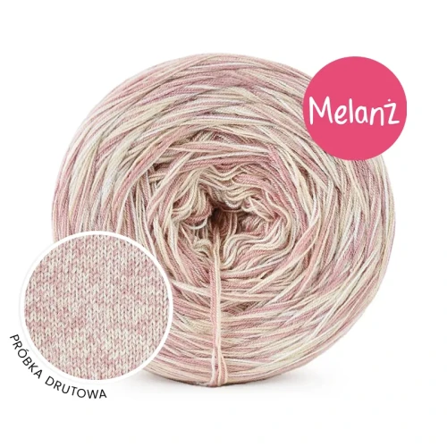 Włóczka KOKONKI Visco no. 5 Melange 11 - próbka drutowa