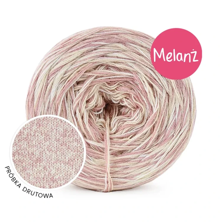 Włóczka KOKONKI Visco no. 5 Melange 11 - próbka drutowa