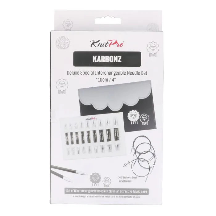 Zestaw drutów krótkich wymiennych KnitPro Karbonz Deluxe 10 cm / 41637
