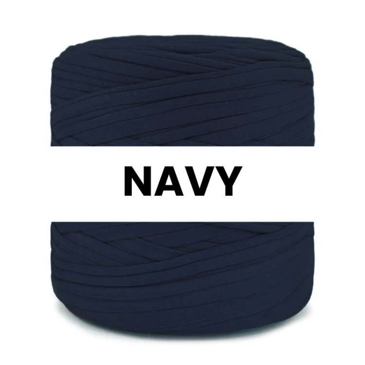 T-shirt Yarn Cotton Spaghetti / navy ze strukturą