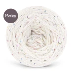 KOKONEK Merino GLOW MG02 - Jasny beż + cekiny disco biel