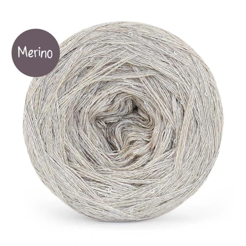 KOKONEK Merino GLOW MG04 - Safari + cekiny szampańskie