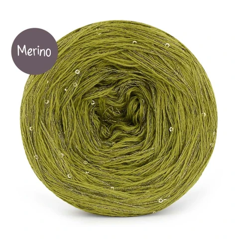 KOKONEK Merino GLOW MG05 - Oliwka + cekiny oliwka