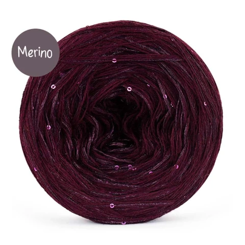 KOKONEK Merino GLOW MG10 - Wino + cekiny wino