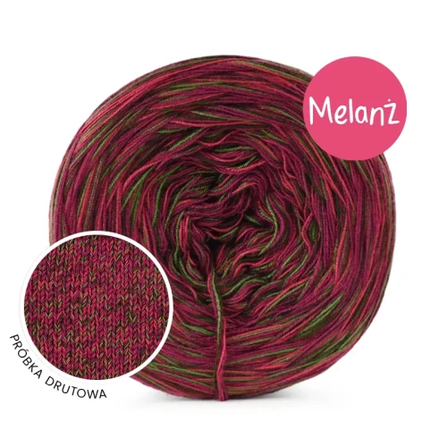 Włóczka KOKONKI Visco no. 5 Melange 12 - próbka drutowa